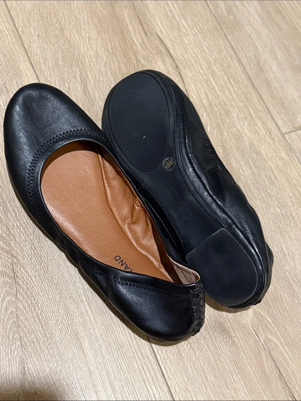 Lucky Brand Black Leather Slip-On Ballet Flats